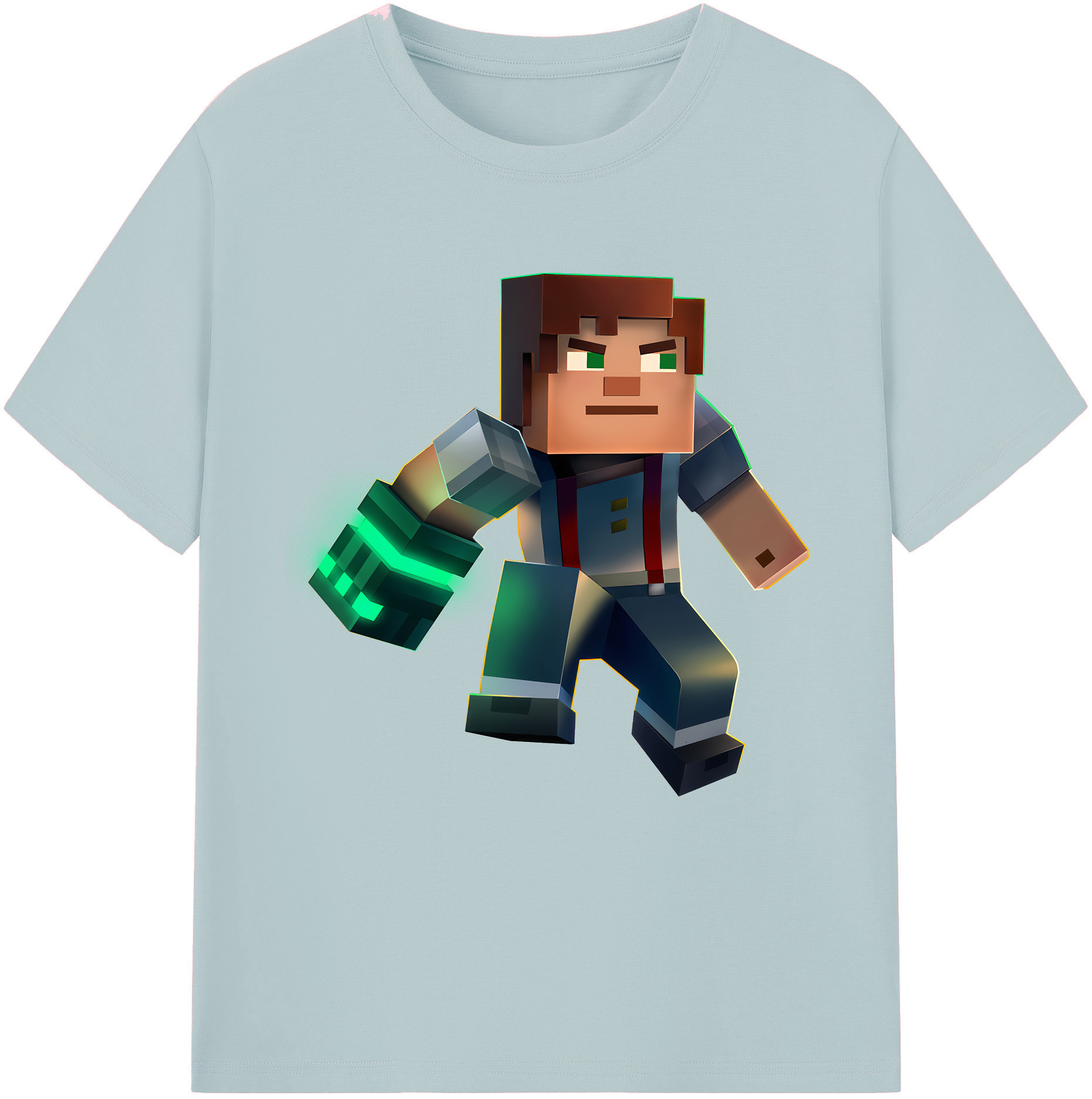 （画像用） マインクラフト ブロックの世界 Minecraft MC Block world 綿100％半袖Tシャツ（フロントプリント）